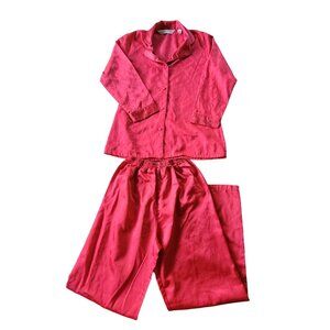 Victoria's Secret Red XS Womens PJ Set Button Up Top Brushed Cotton VTG Festive